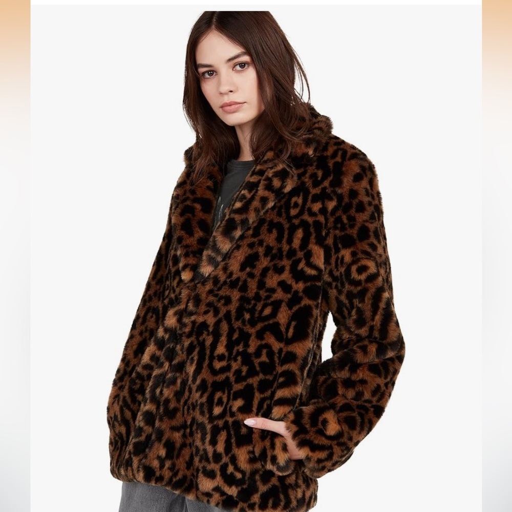 Volcom Stonewild Leopard Print Faux Fur Coat - Picture 3 of 7